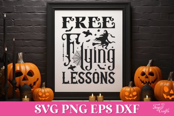 Free Flying Lessons Halloween SVG Quote for Graphics & Crafts