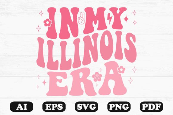 In My Illinois Era Retro Wavy Svg T-shi Graphics for Crafts